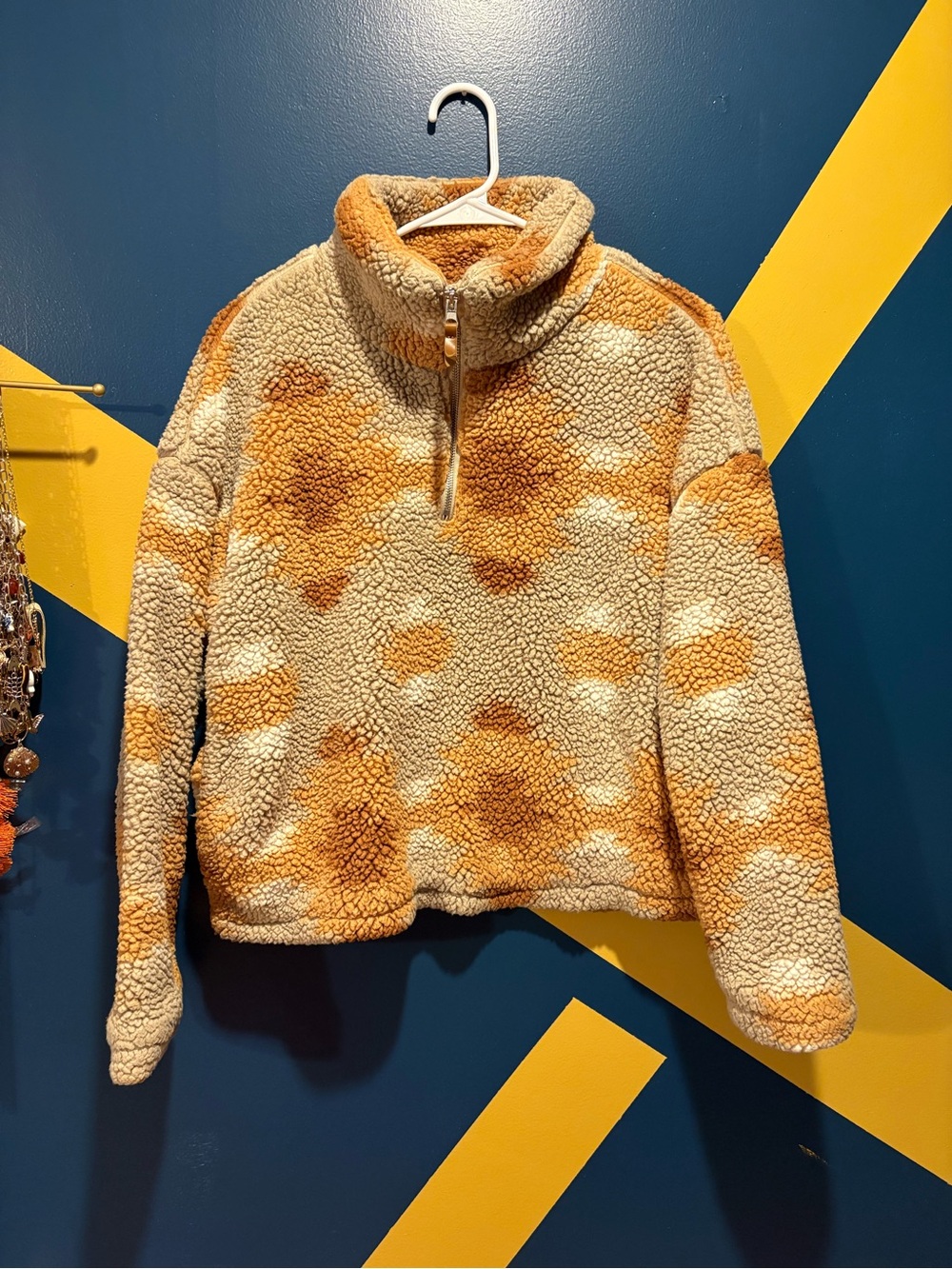 Thread & Supply Orange & Tan Western Sherpa Quarter Zip NWOT